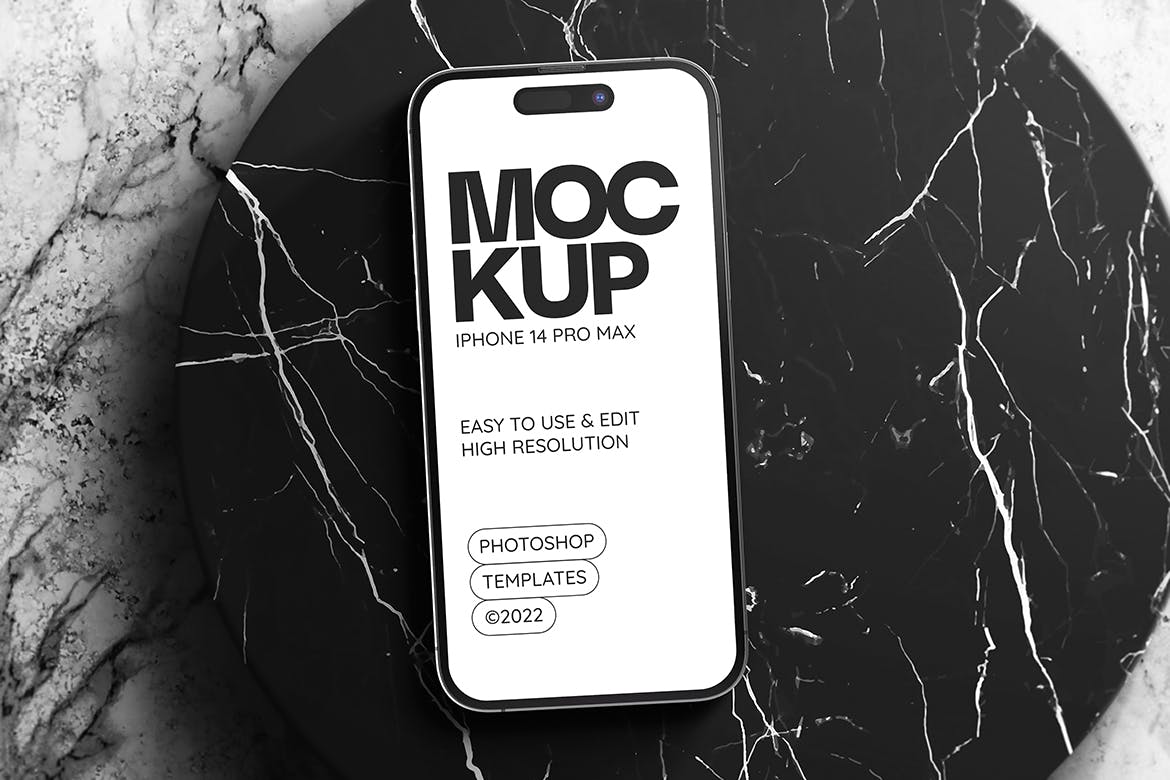 iPhone 14 Pro Max手机和明信片PSD样机素材包-3 iPhone 14 Pro Max手机和明信片PSD样机素材包