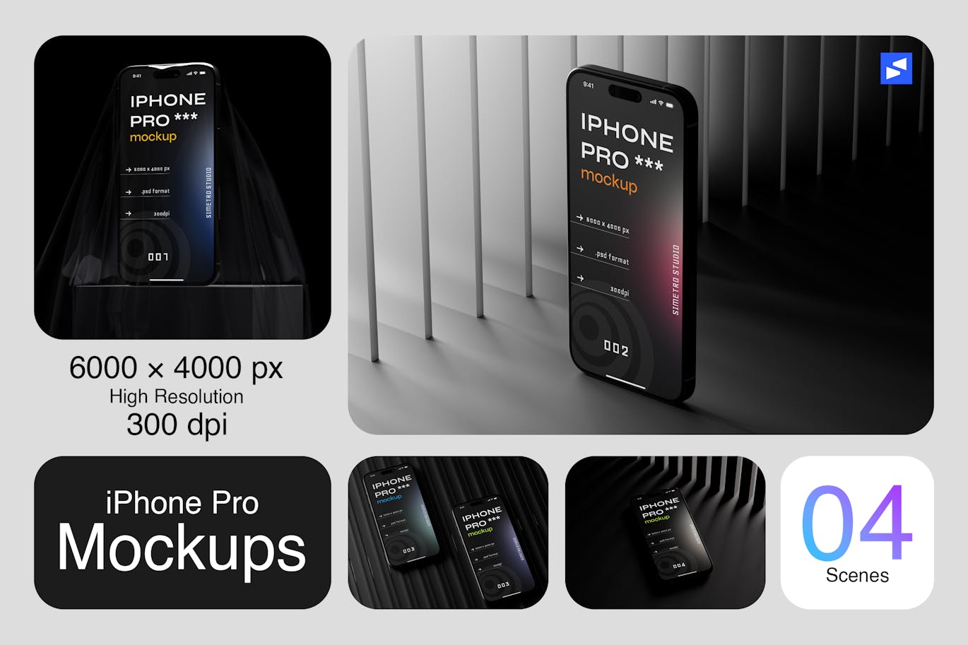 黑色质感iPhone手机PSD样机素材包