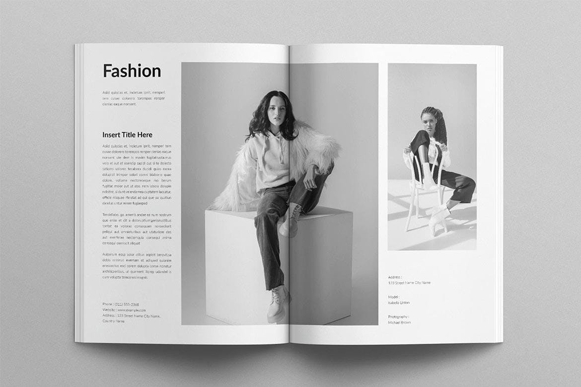 20个时尚黑白摄影作品集VI手册素材包