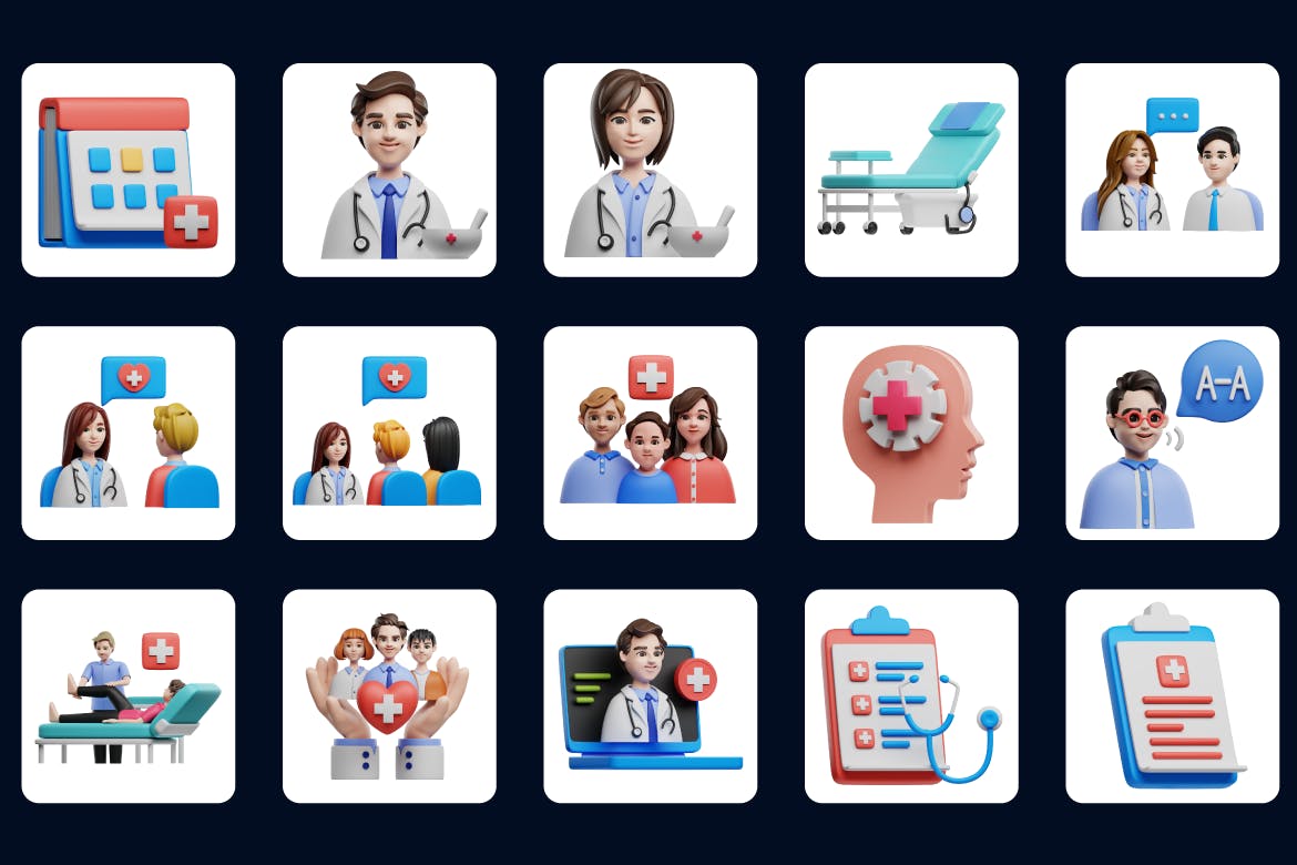 医生医疗康复保健主题3D图标素材包-3 医生医疗康复保健主题3D图标素材包