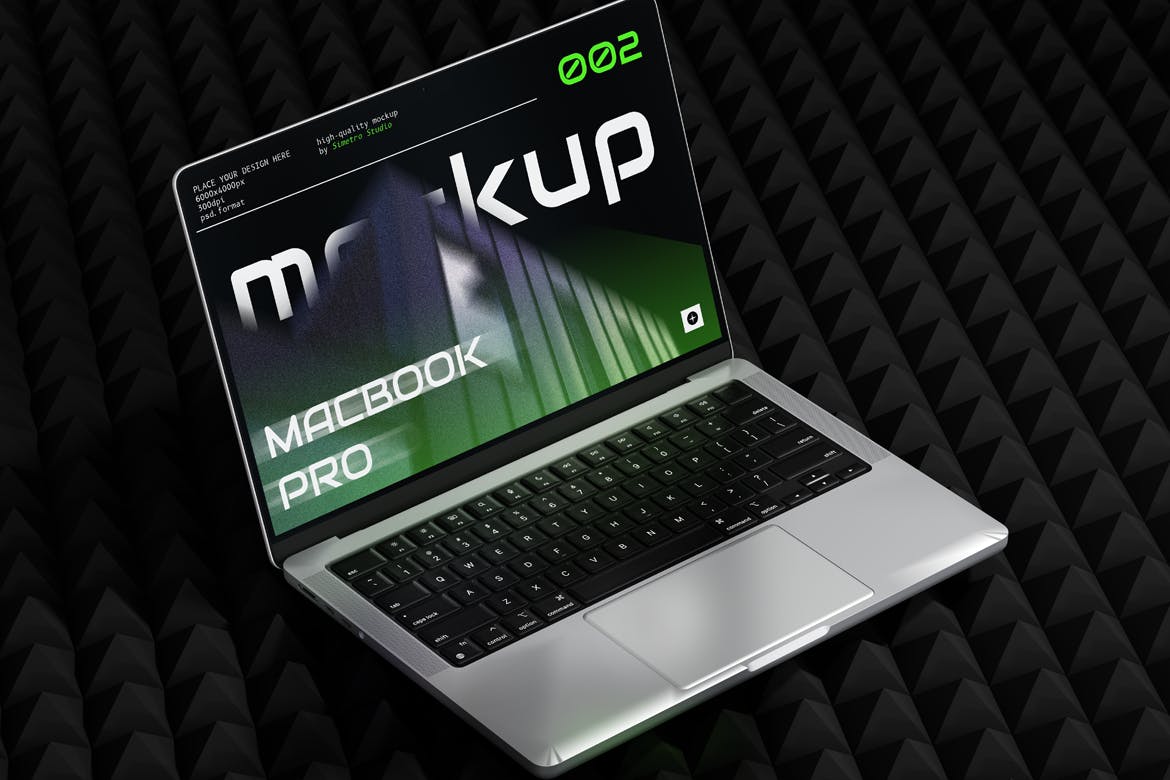 黑色质感笔记本电脑PSD样机素材包