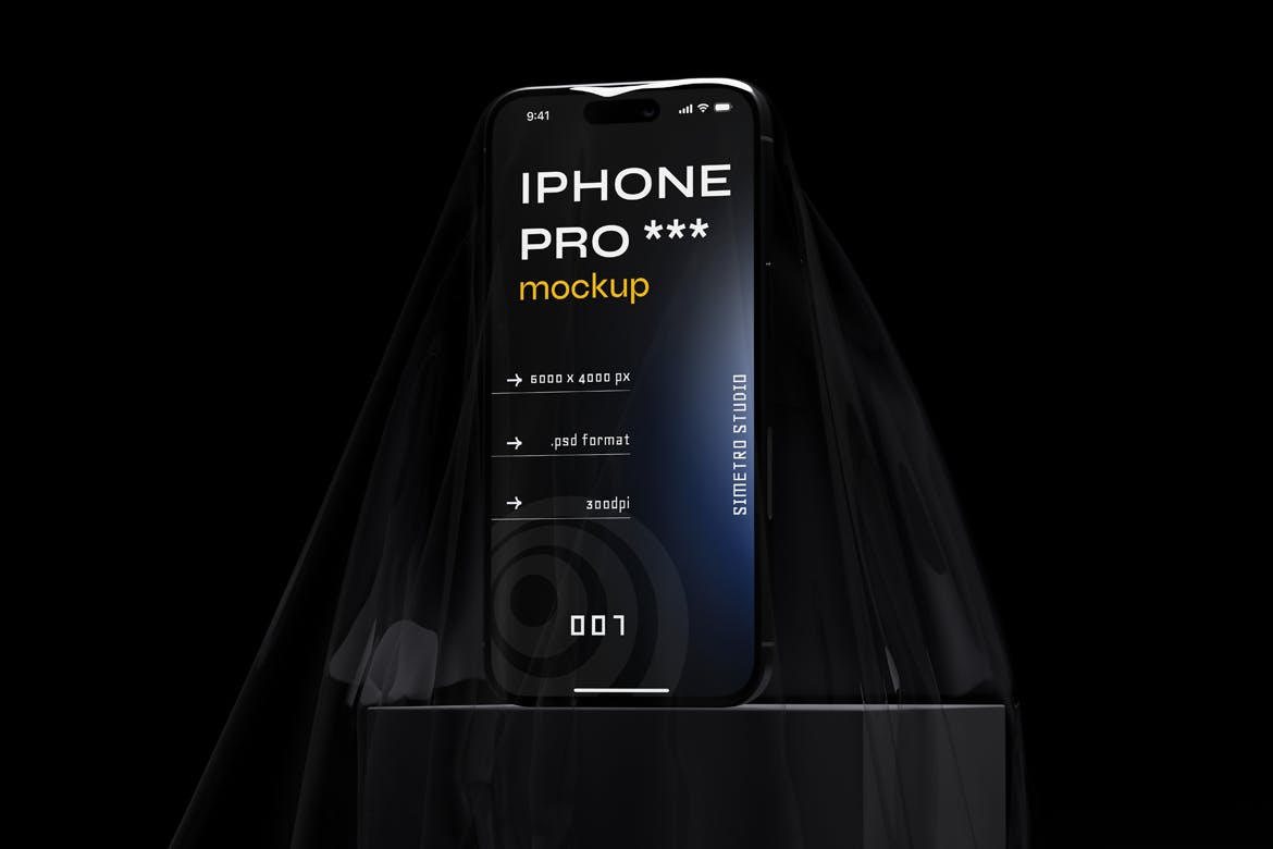 黑色质感iPhone手机PSD样机素材包