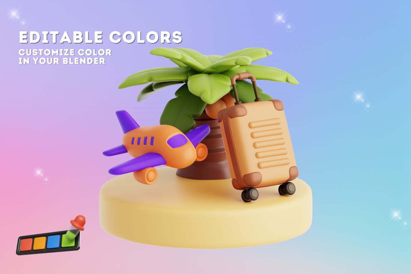 夏季主题3D图标模型素材包