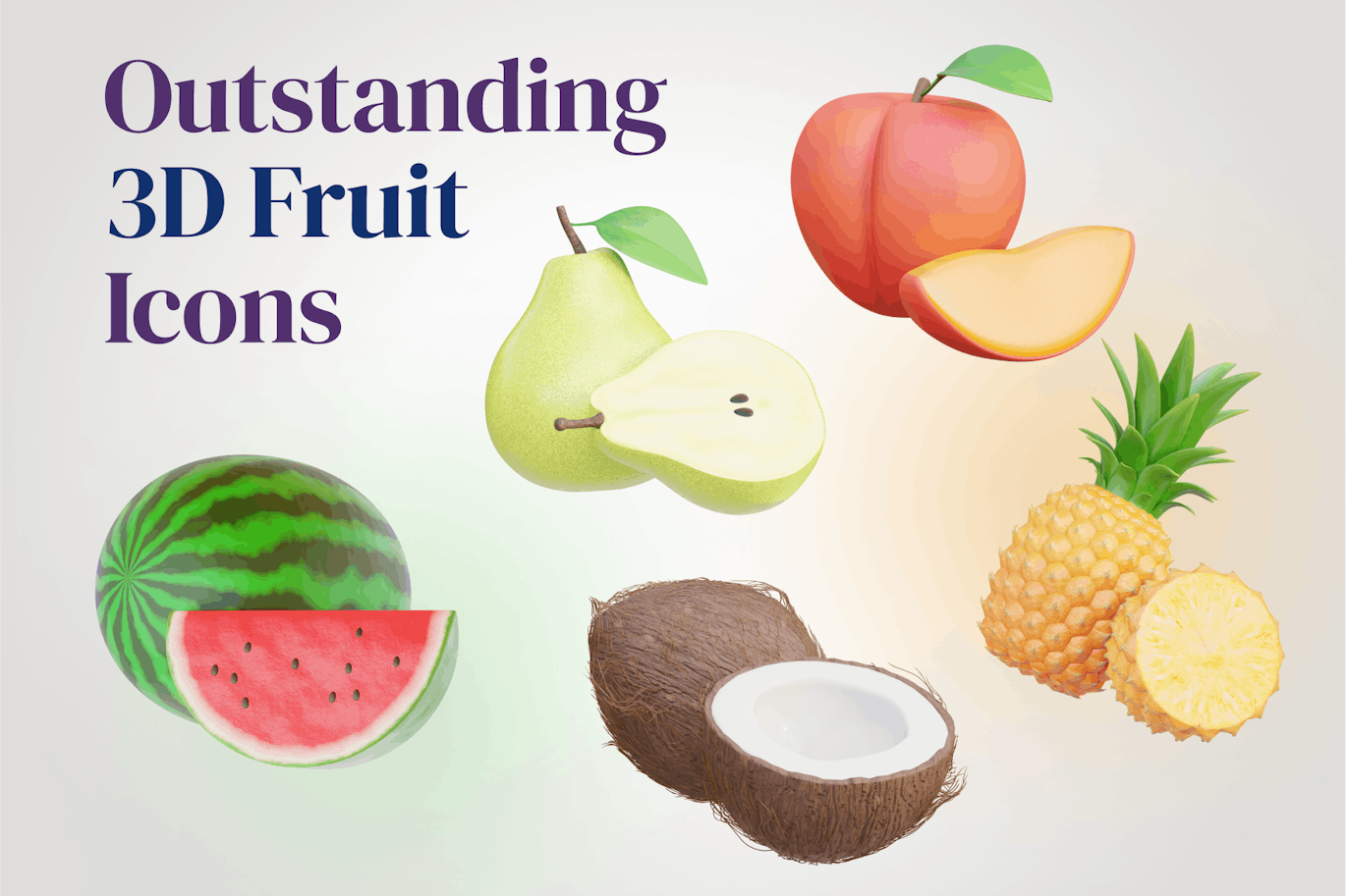 逼真的水果3D图标素材包