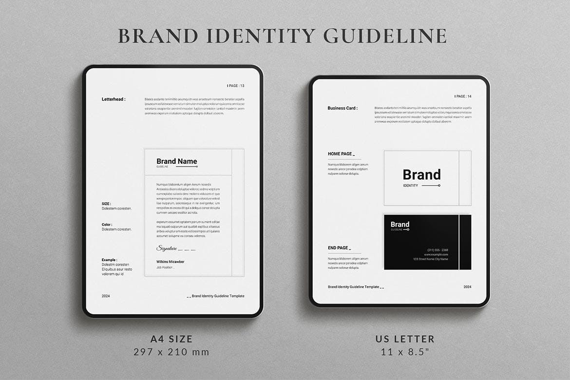 黑白格调品牌识别指南设计模板素材