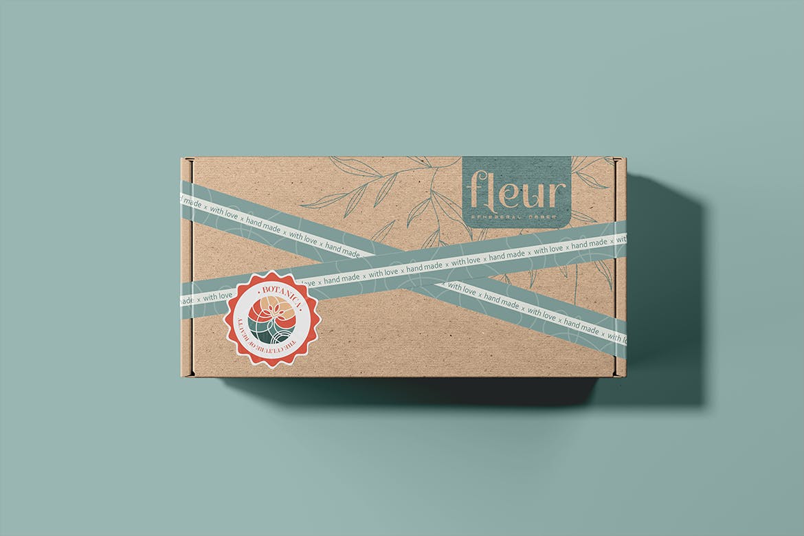 逼真纸质带有不同贴纸矩形盒子PSD样机素材包