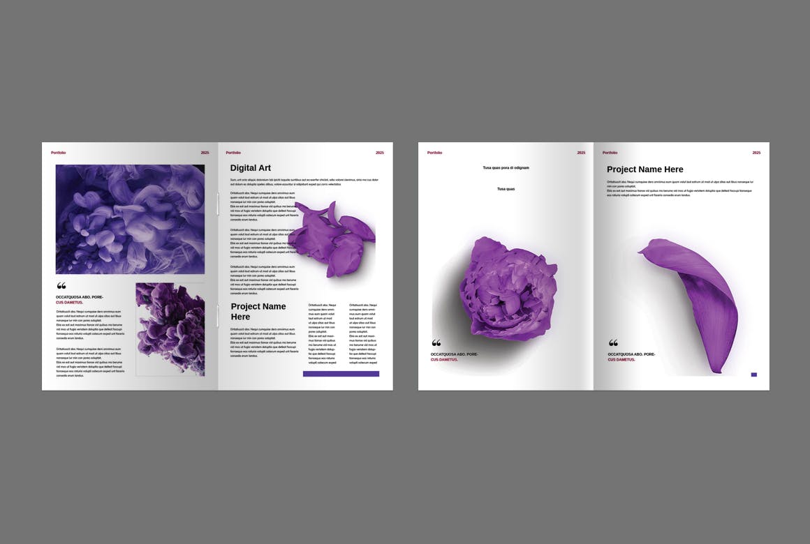 紫色竖版设计杂志风格排版VI手册素材包
