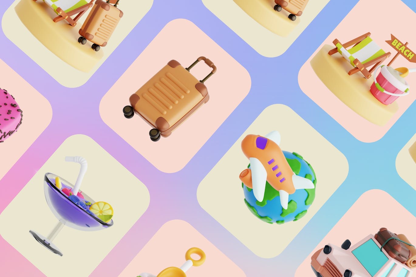 夏季主题3D图标模型素材包