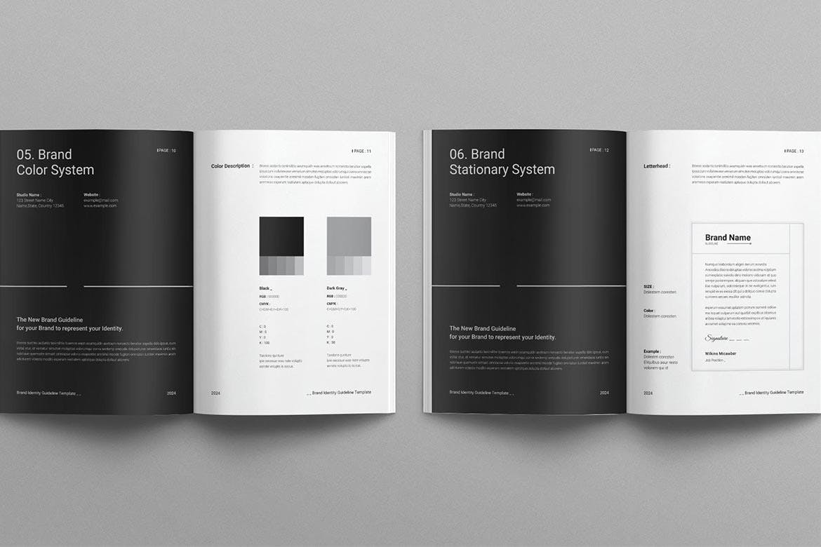 黑白格调品牌识别指南设计模板素材