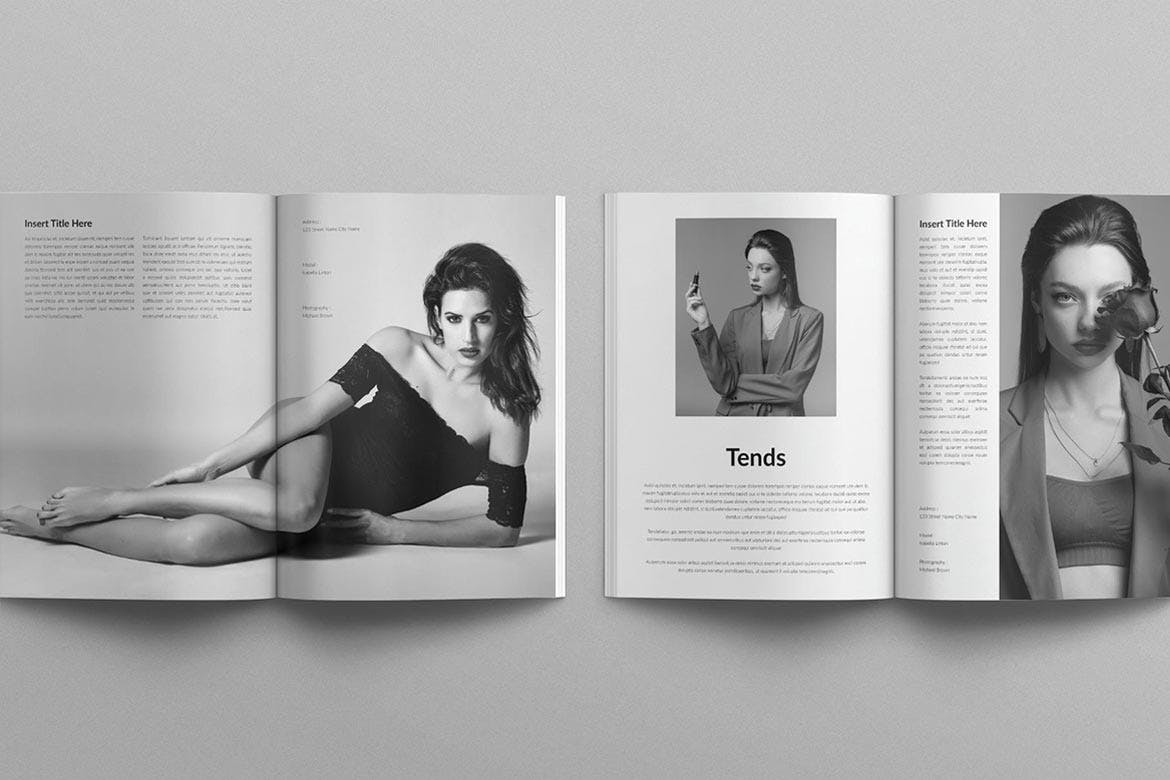 20个时尚黑白摄影作品集VI手册素材包