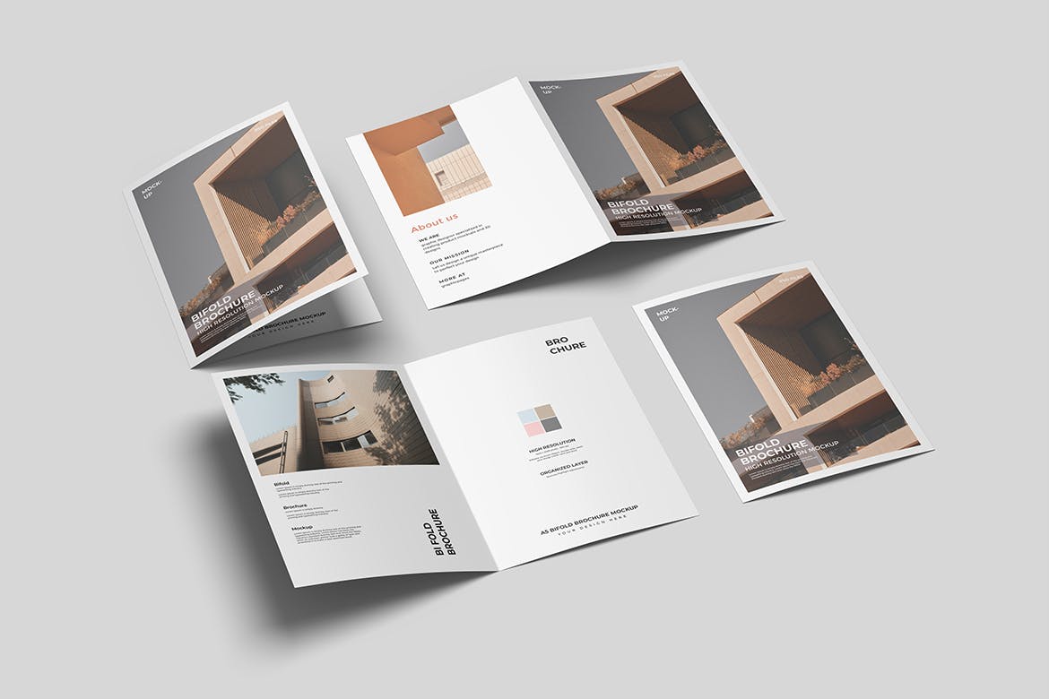 A5双折小册子PSD模型样式素材包