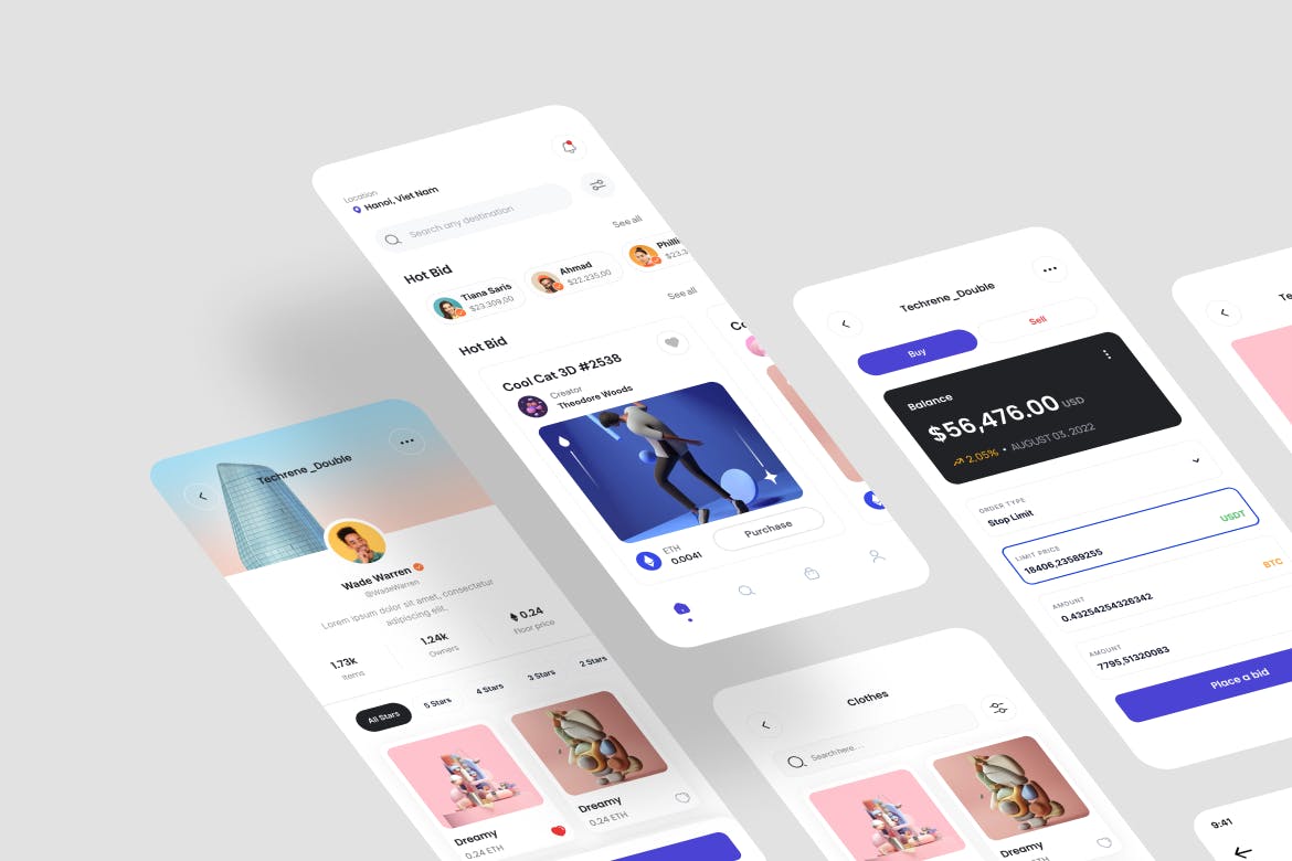 白色NFT市场应用APP UI KIT素材包
