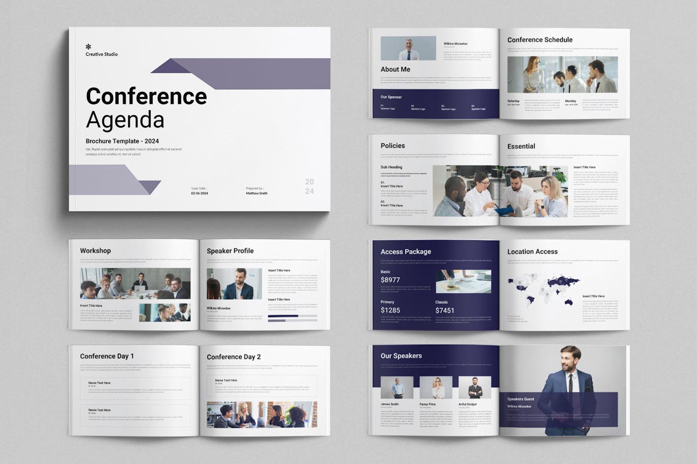 紫色16页会议议程主题VI画册模版素材包-1 紫色16页会议议程主题VI画册模版素材包