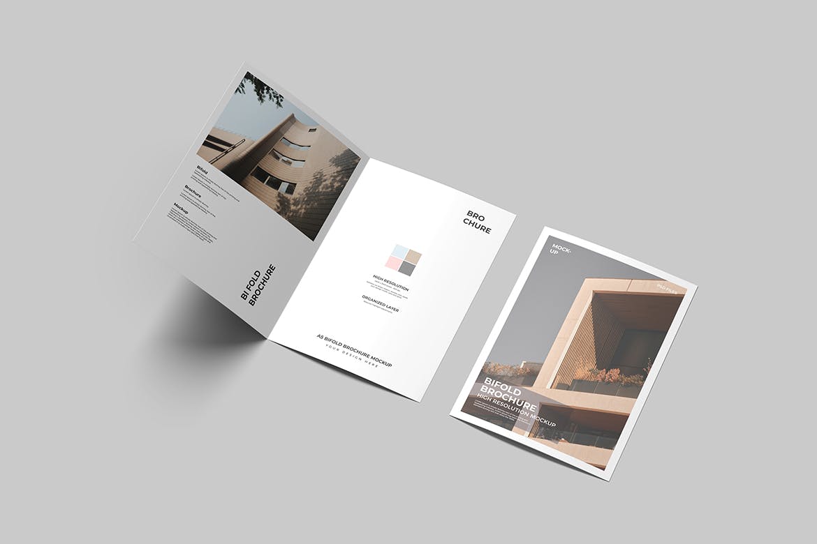 A5双折小册子PSD模型样式素材包