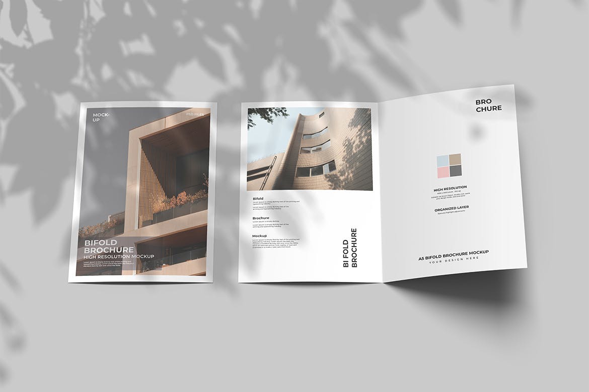 A5双折小册子PSD模型样式素材包