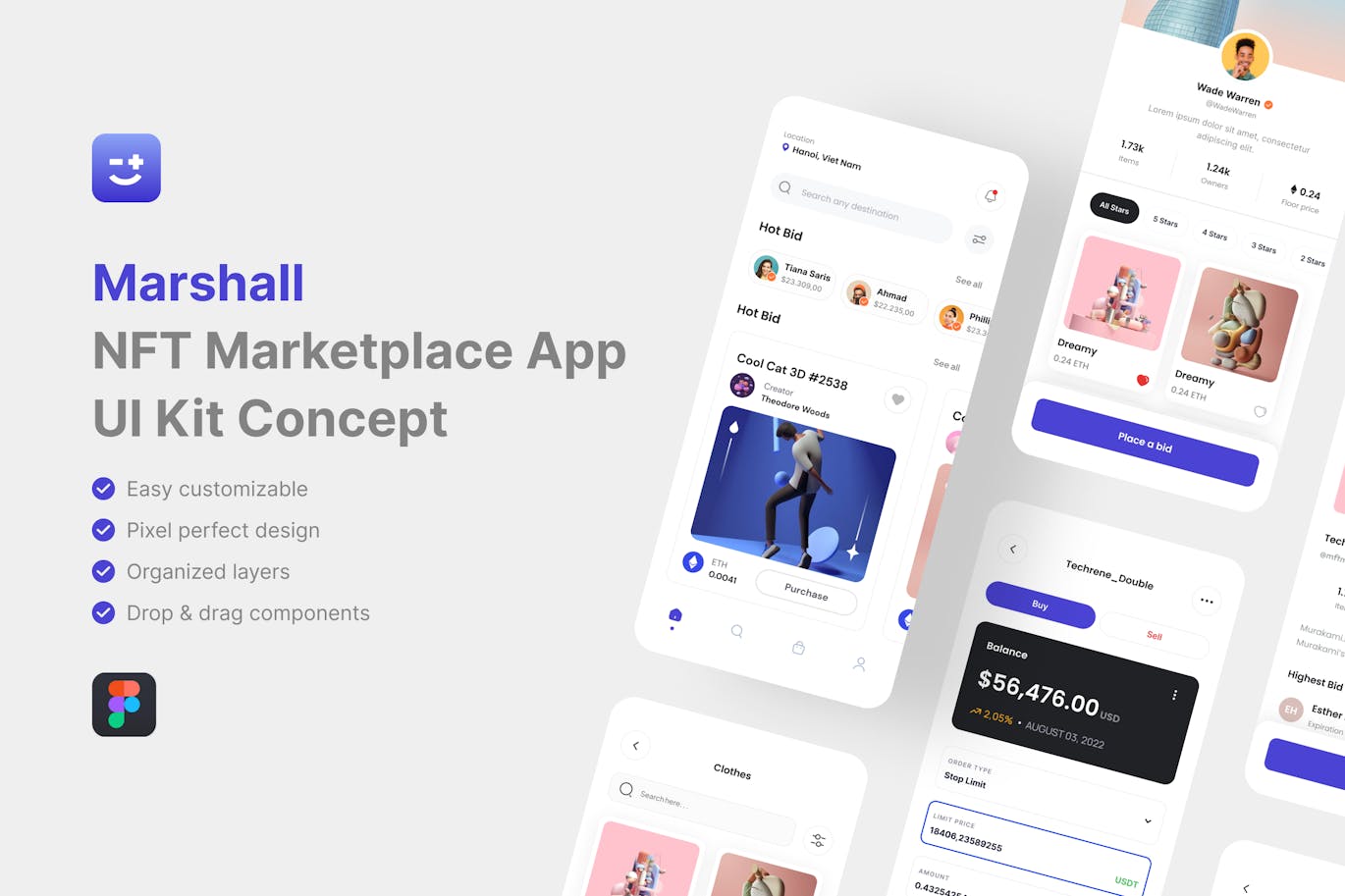 白色NFT市场应用APP UI KIT素材包