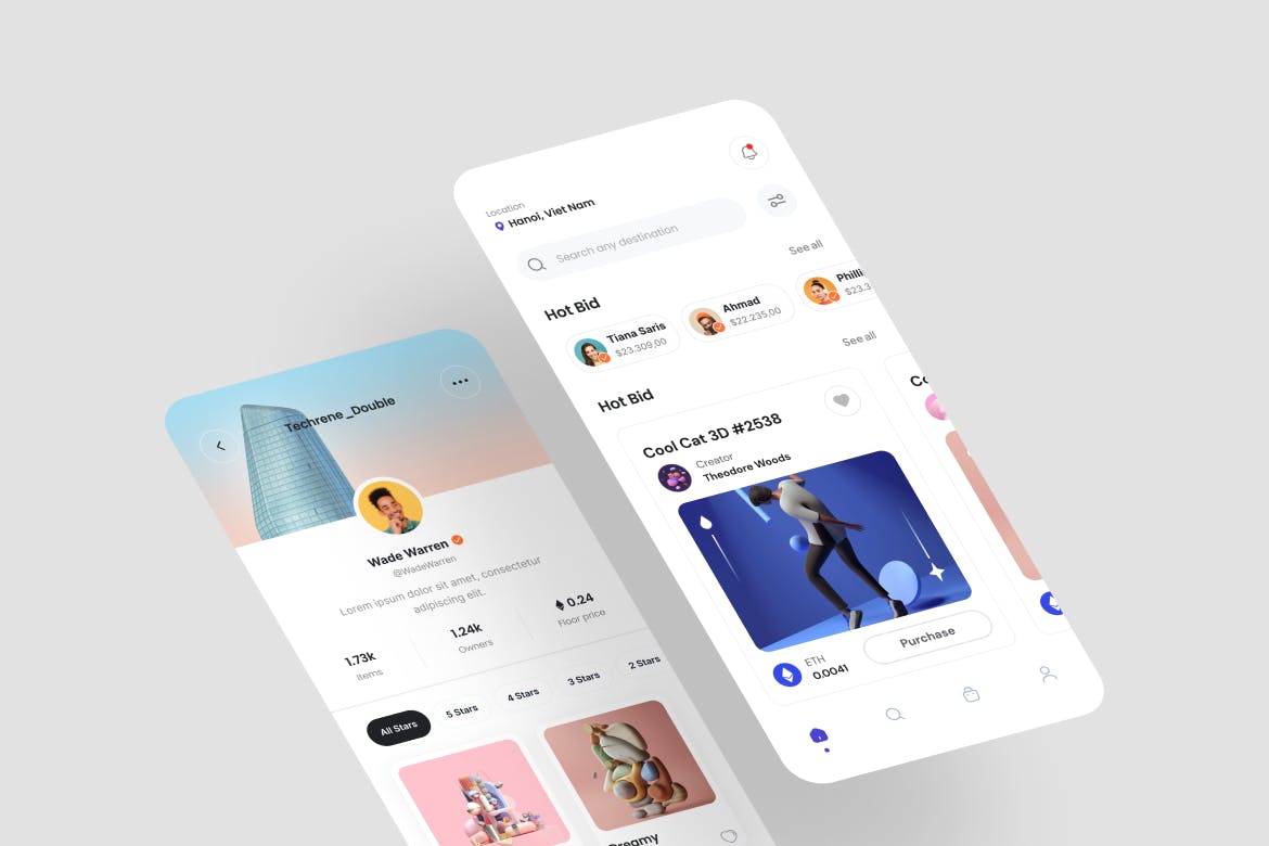 白色NFT市场应用APP UI KIT素材包