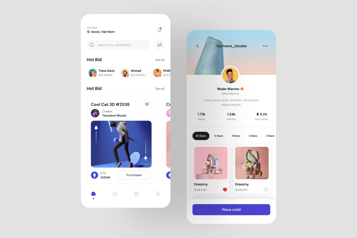 白色NFT市场应用APP UI KIT素材包