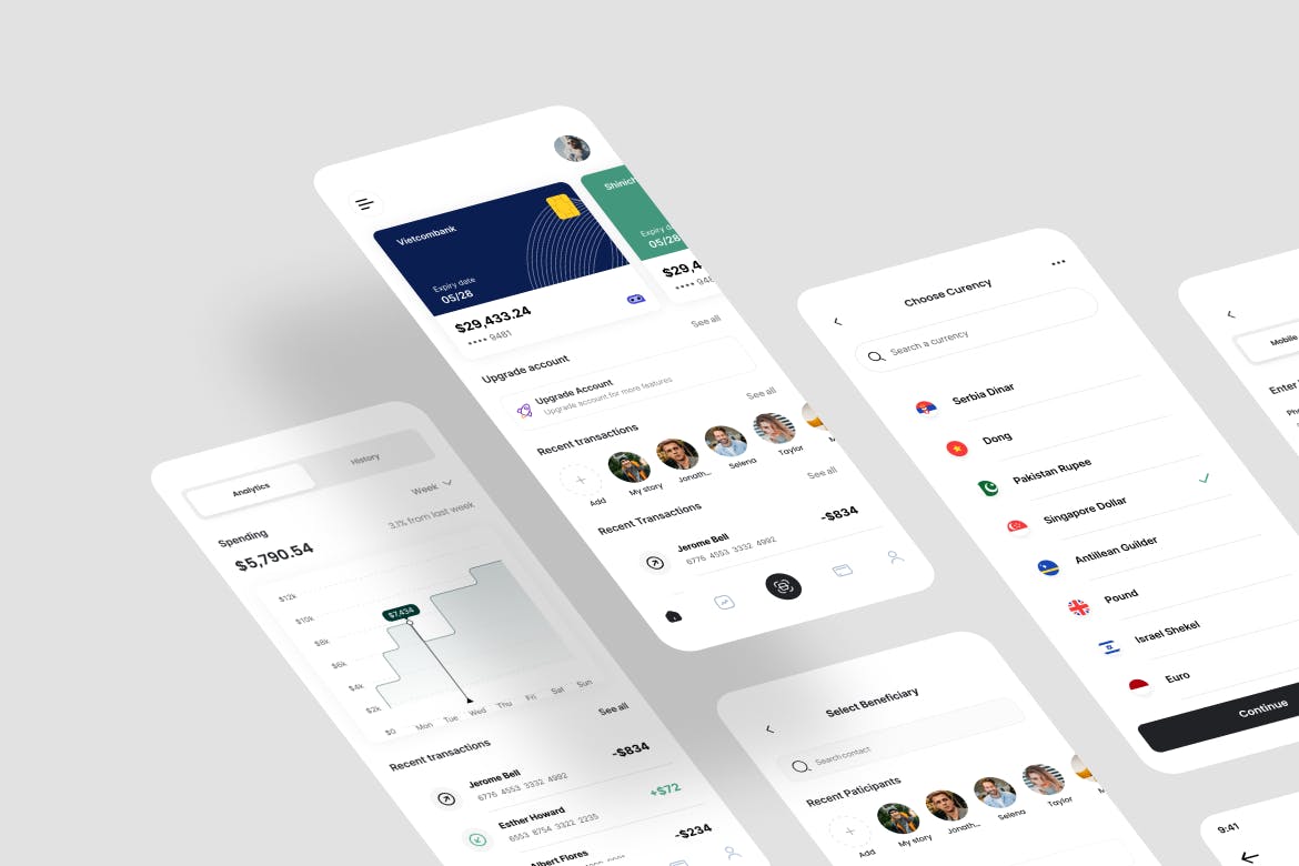 设计简洁的电子钱包APP UI KIT素材包