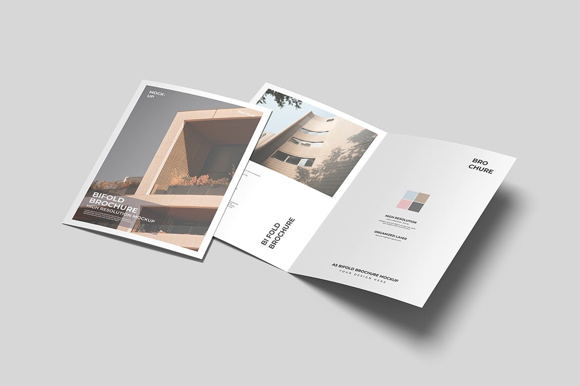 A5双折小册子PSD模型样式素材包