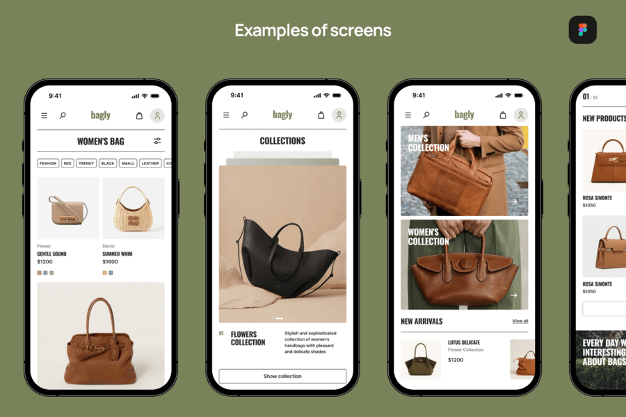 网上售卖手袋应用主题APP UI KIT组件素材包