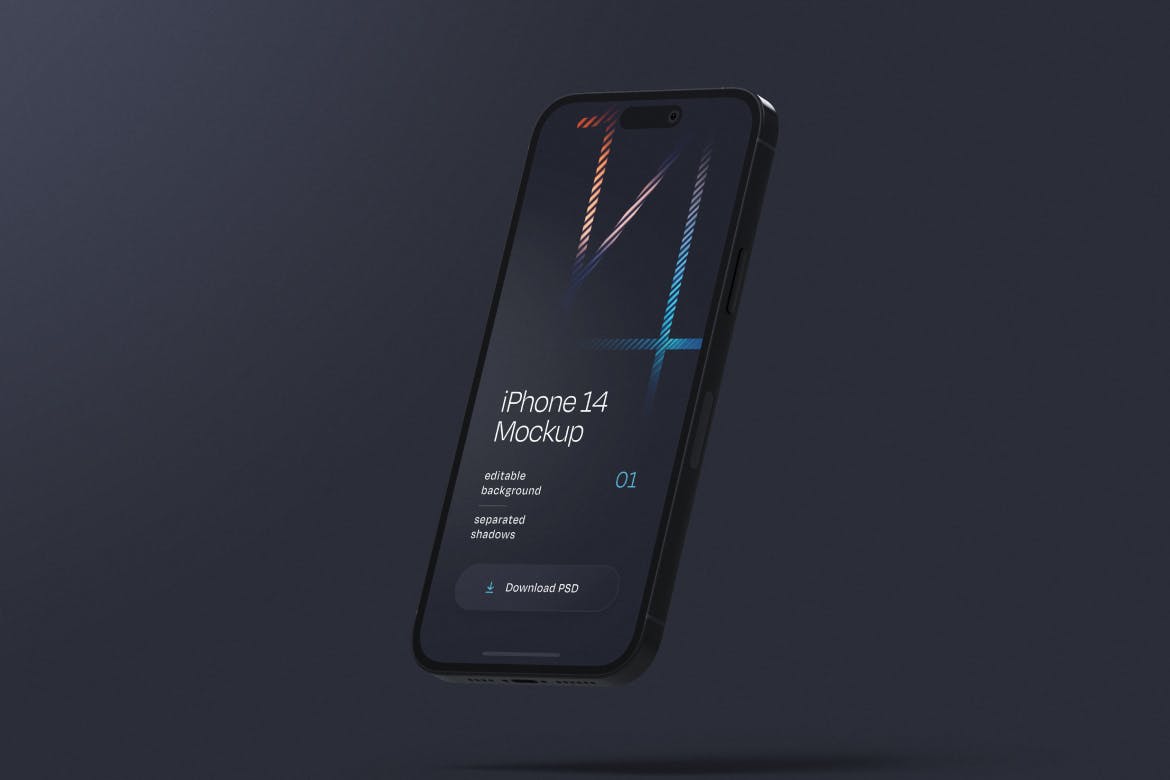 深色iPhone14 Pro手机PSD样机素材包