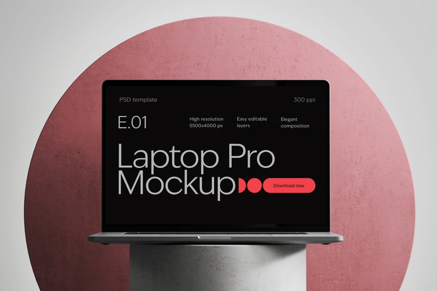 黑色笔记本电脑PSD样机素材包