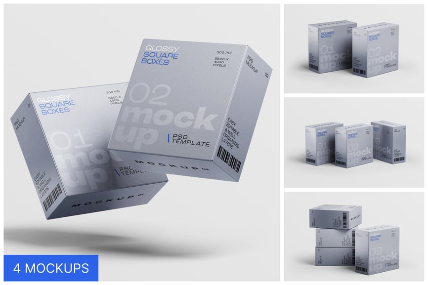方盒包装PSD样机素材包