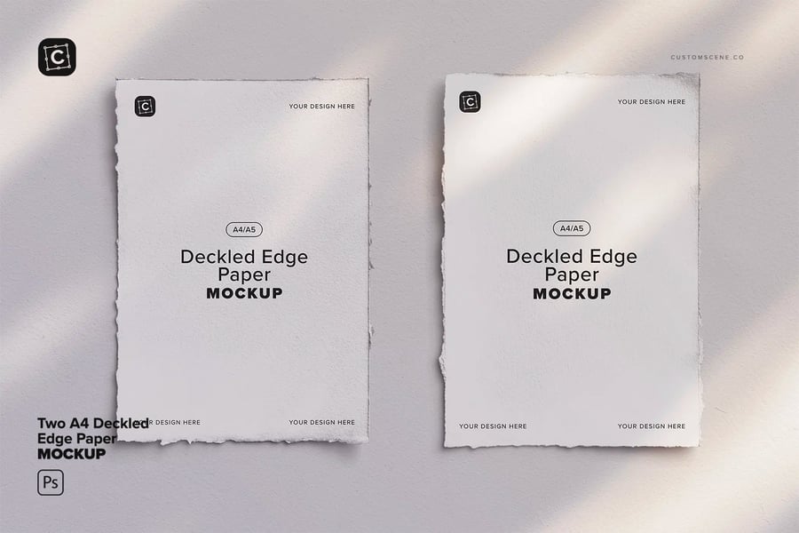 两张A4花边纸PSD样机素材包