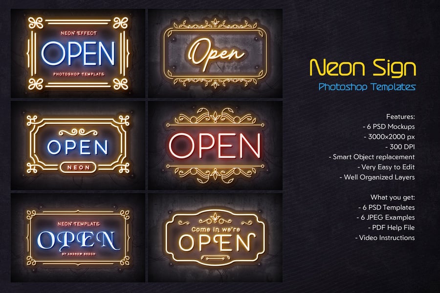 霓虹灯标志PSD样机素材包