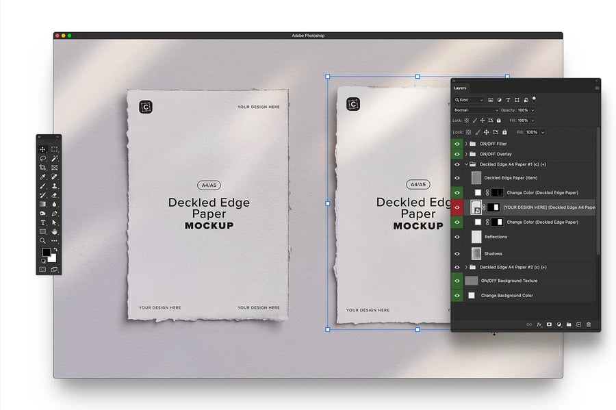 两张A4花边纸PSD样机素材包