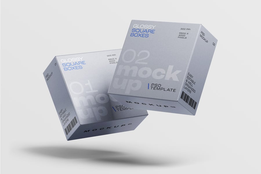 方盒包装PSD样机素材包