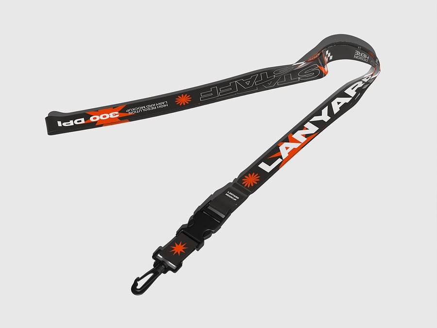 黑红配色挂绳PSD样机素材包