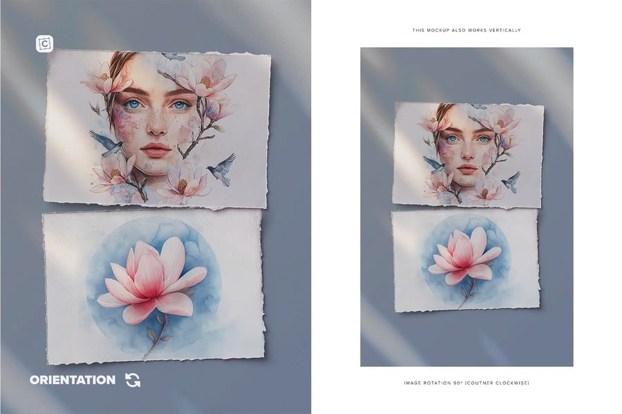 两张A4花边纸PSD样机素材包