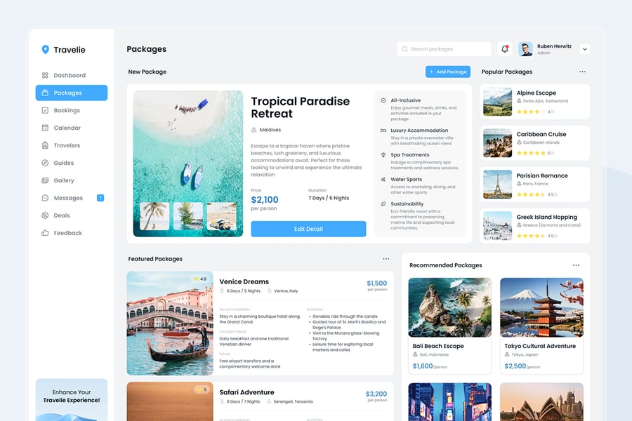 旅行社仪表盘网页UI模版-2 旅行社仪表盘网页UI模版