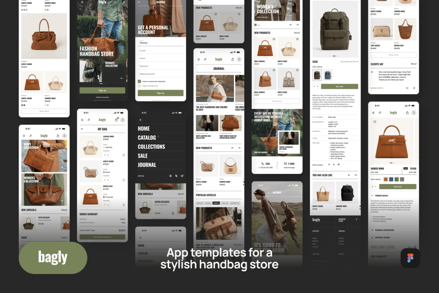 网上售卖手袋应用主题APP UI KIT组件素材包