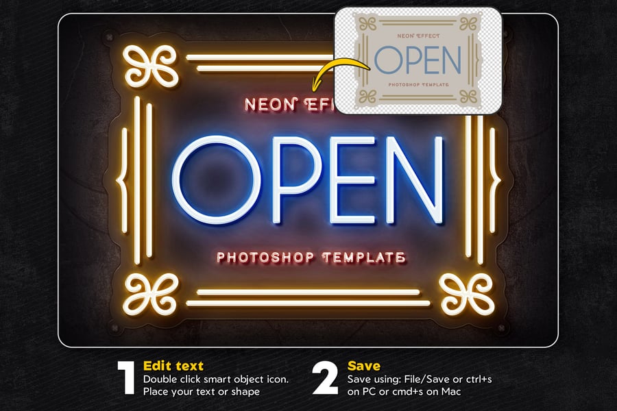 霓虹灯标志PSD样机素材包