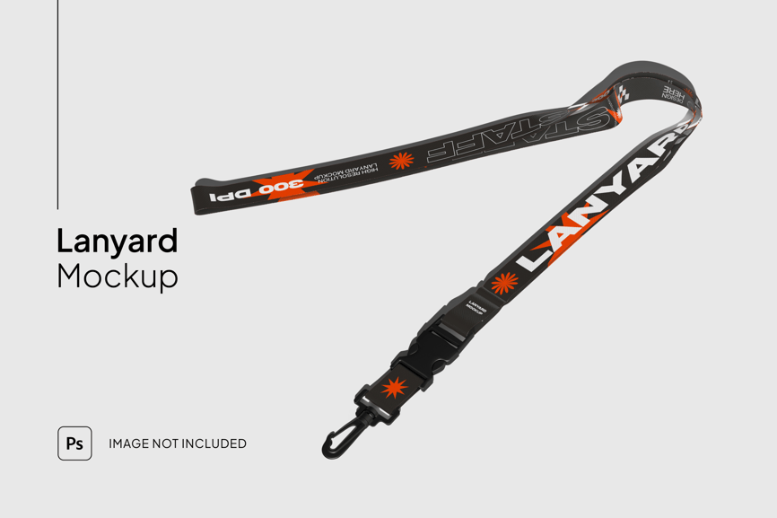 黑红配色挂绳PSD样机素材包