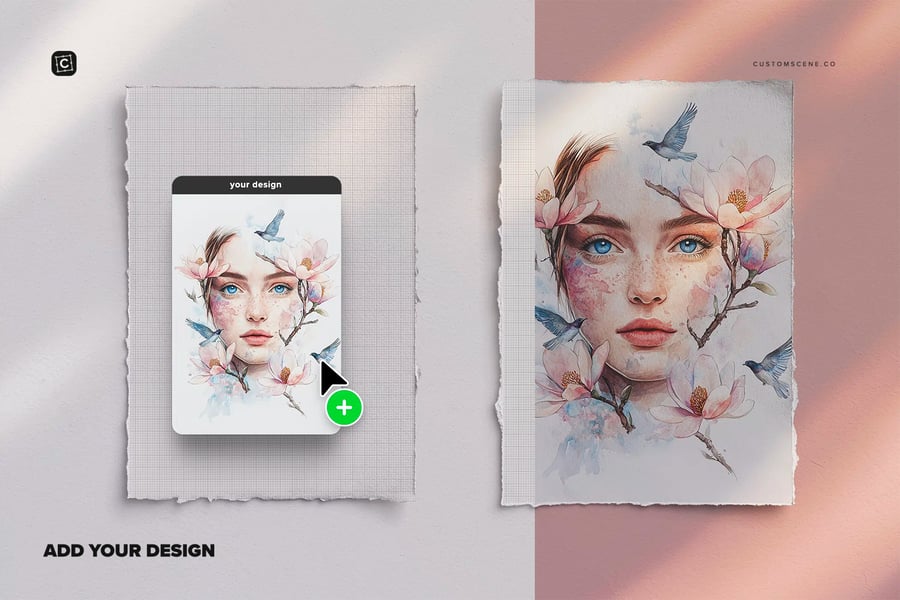 两张A4花边纸PSD样机素材包