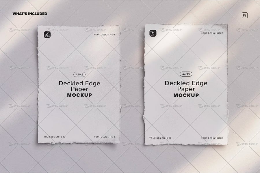 两张A4花边纸PSD样机素材包