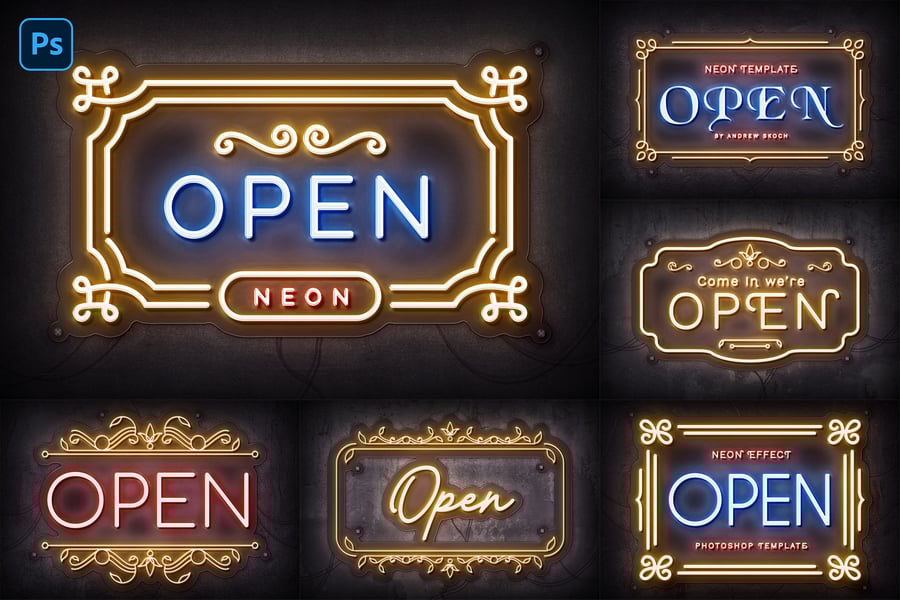 霓虹灯标志PSD样机素材包