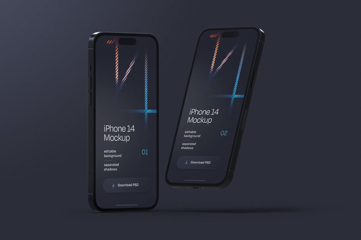 深色iPhone14 Pro手机PSD样机素材包