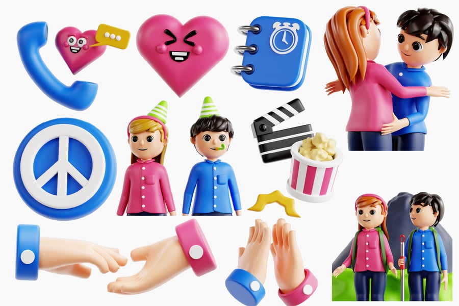 友谊日主题3D图标模型素材包