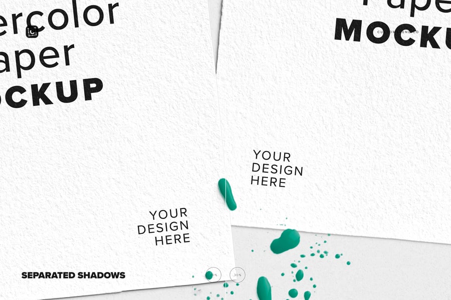逼真带光影的A5水彩纸PSD样机素材包-4 逼真带光影的A5水彩纸PSD样机素材包