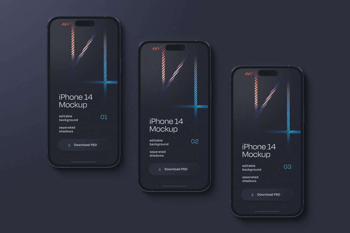 深色iPhone14 Pro手机PSD样机素材包
