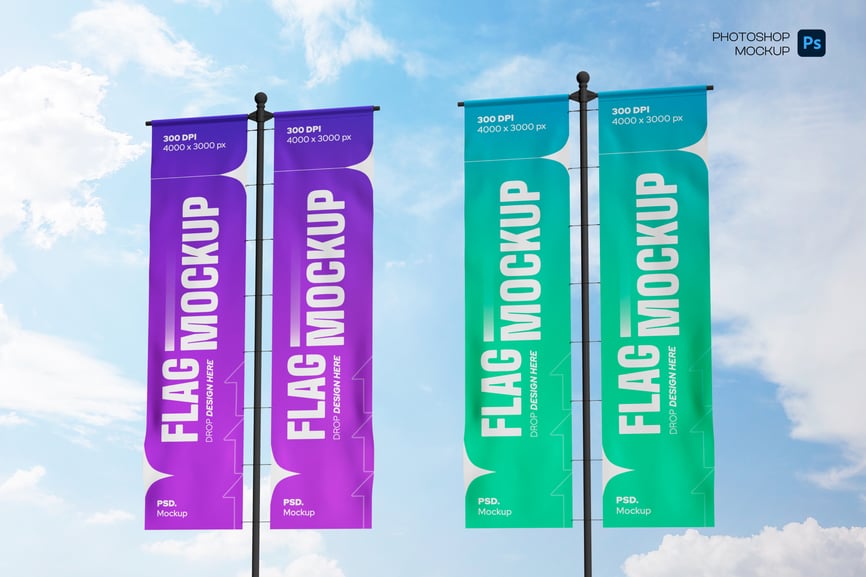 旗帜广告PSD样机素材包