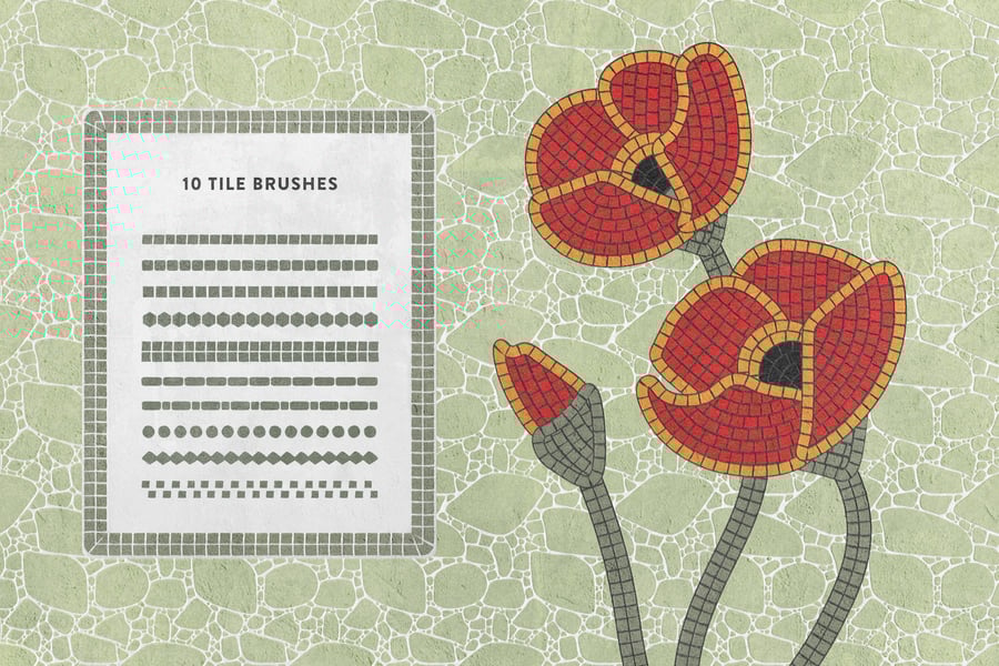 马赛克材质瓷砖Procreate画笔笔刷素材包