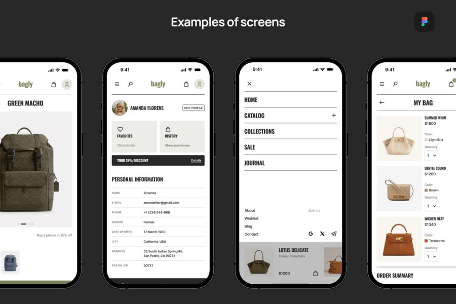 网上售卖手袋应用主题APP UI KIT组件素材包