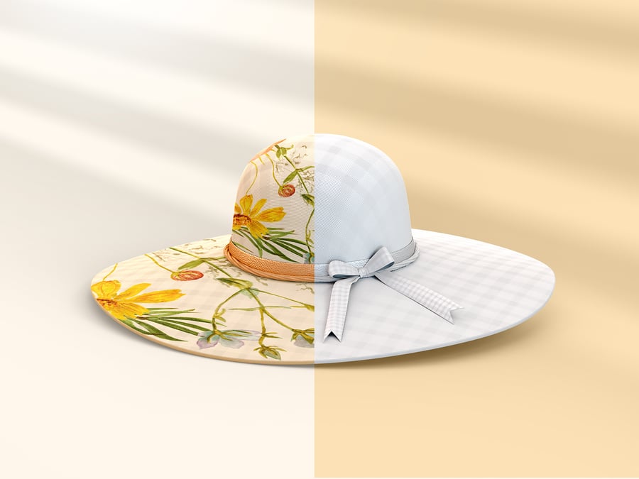 真实带了阴影棉质太阳帽PSD样机素材包