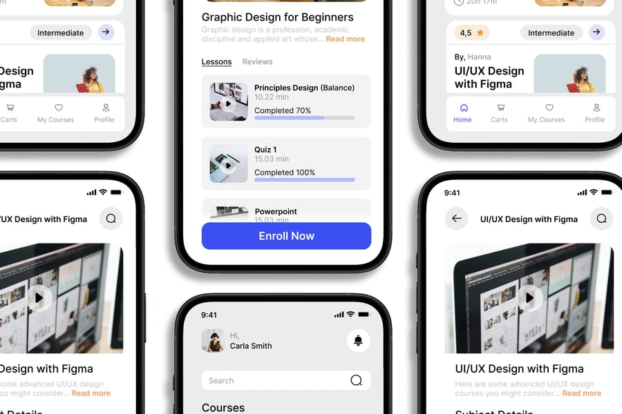 一套课程教育主题移动应用APP UI KIT素材包-3 一套课程教育主题移动应用APP UI KIT素材包